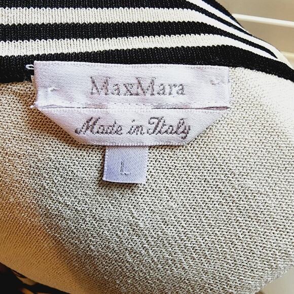 MAXMARA BLACK/CREAM MAGILA V NECK SWEATER SIZE LARGE - Picture 4 of 8